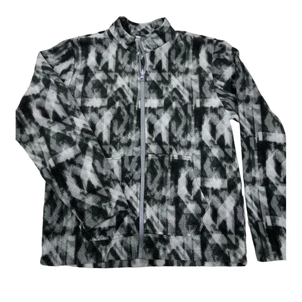 Eddie Bauer‎ Boys Size L (14/16) Fleece Jacket Gray Black Pattern